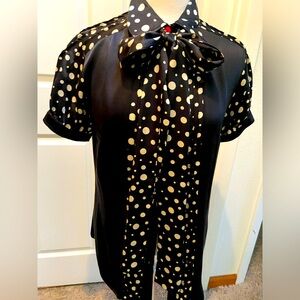 Dolce & Gabbana Black Button Up Shirt with Polka Dots